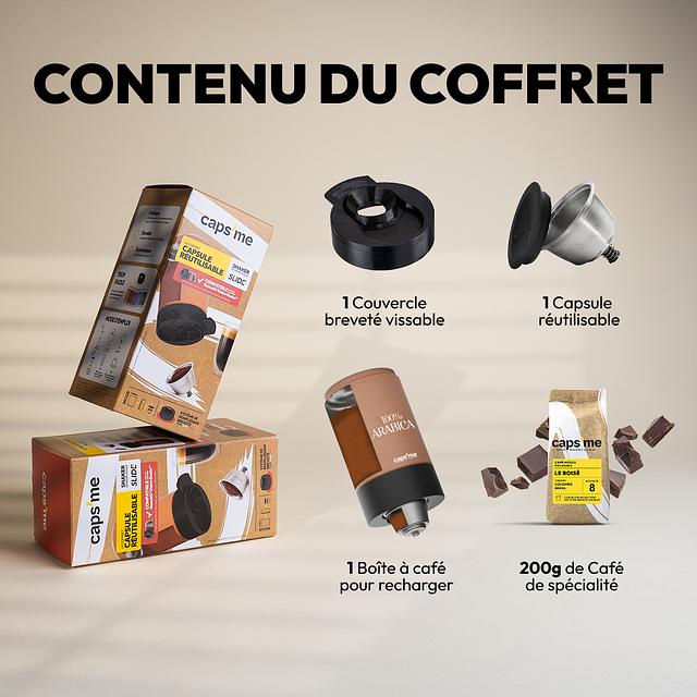 CAPMESSO Capsules Espresso Réutilisables Inox - Compatible Nespresso OriginalLine, 2 Dosettes + 100 Couvercles, Économique Et Écologique