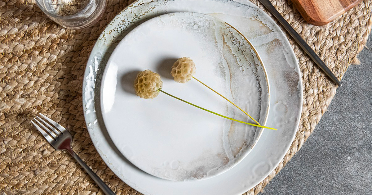 Service D'assiettes 12 Pièces Mojave En Grès - Design Désertique, Coloris Beige, Idéal Pour Repas Du Quotidien