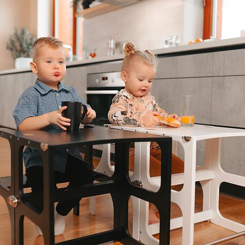 Filet De Sécurité Double Couche Pour Tour D'apprentissage Enfant - 110x45 Cm, Protection 4 Côtés, Anti-chute, Pour Cuisine, Salon, Aire De Jeux