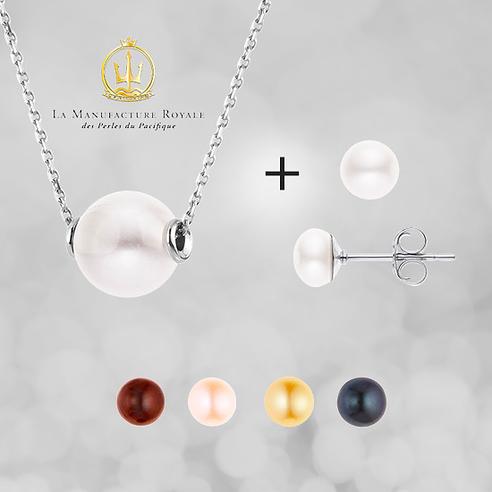 Parure De Bijoux En Perles De Culture Avec Certificat D'authenticité - Collier Et Bracelet