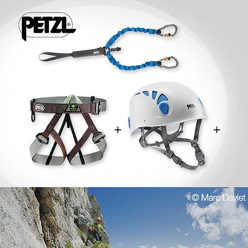 Kit Via Ferrata PETZL Vertigo - Harnais Corax, Casque Boreo - Équipement Escalade Sécurisé