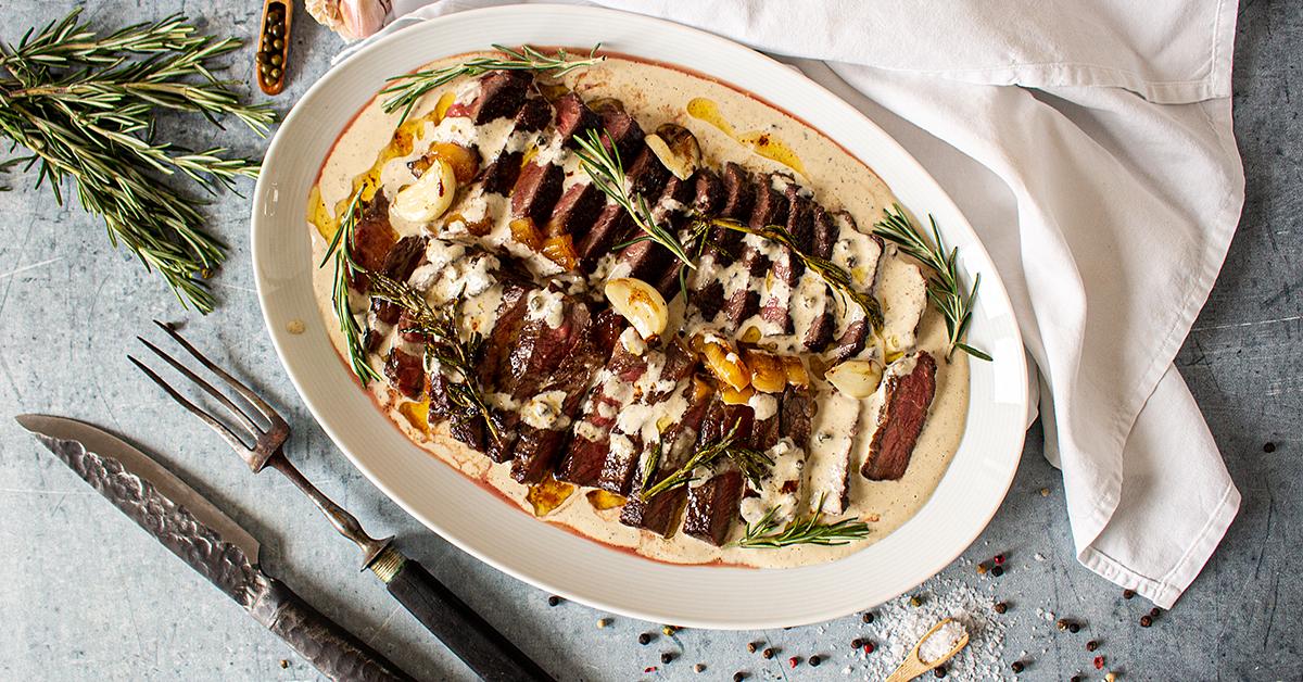 Entrecôte, sauce au poivre vert