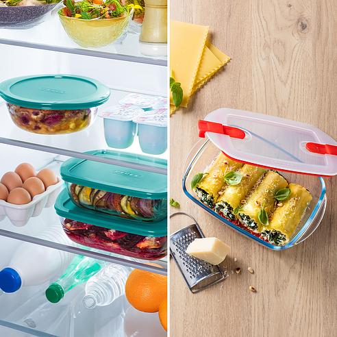 Lot De 5 Boîtes De Conservation - PYREX - Cook & Heat - Verre - Couvercle à Valves Vapeur Spécial Micro-onde - Maison