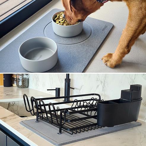 Plateau Séchage Diatomite Tapis évier Diatomite 45x10cm - Absorbe Eau Rapidos - Blanc - Anti-éclaboussures Robinet Cuisine/salle De Bain Absorbant Eau Robinet