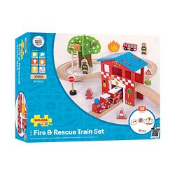 Train Secours Incendie Bigjigs Rail - Train Bois Compatible Autres Marques