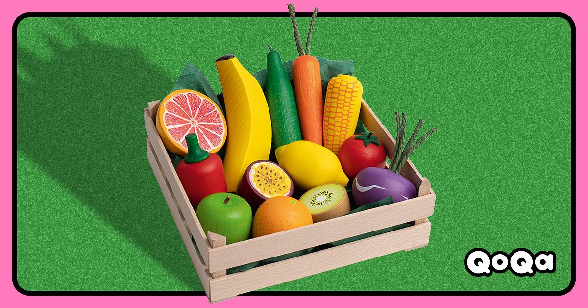 en bois Play Food - Pretend Play épicerie - Petite Caisse pour fruits par ERZI - version anglaise