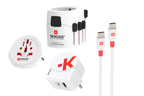 Adaptateur USB Universel Skross – Prise Suisse Qualité, Compatible 150 Pays, Chargeur Compact 100-250V 2.5A