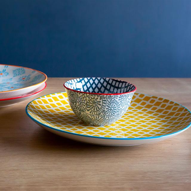 Ard'time Lot De 6 Assiettes Creuses Majorelle Bleues Et Blanches En Porcelaine - Vaisselle Élégante Avec Motifs, Compatible Lave-Vaisselle Et Micro-Ondes